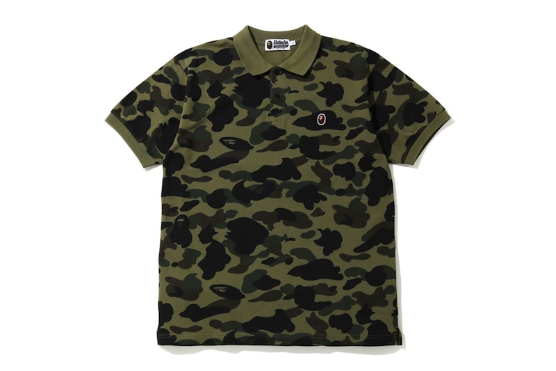 BAPE 1st Camo Large Ape Head Polo Green Men's - US