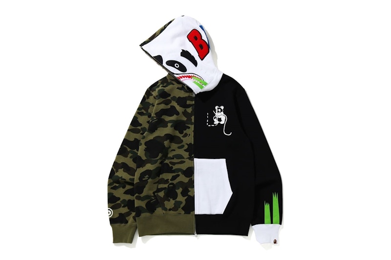 BAPE 1st Camo Ape Panda Half Full Zip Hoodie Green Men's - SS20 - US