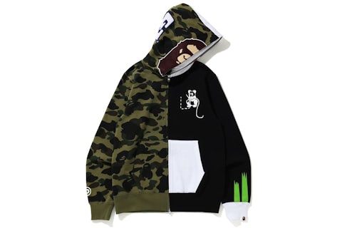 BAPE 1st Camo Ape Panda Half Full Zip Hoodie Green Men's SS20 US