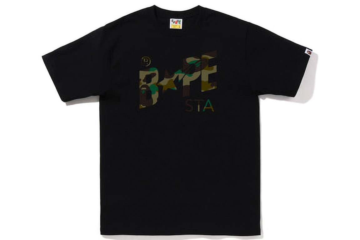 Click to view more detailed imagery on our partner's website Pre-owned Bape 1st Camo Sta Logo Tee (fw22) Black Green