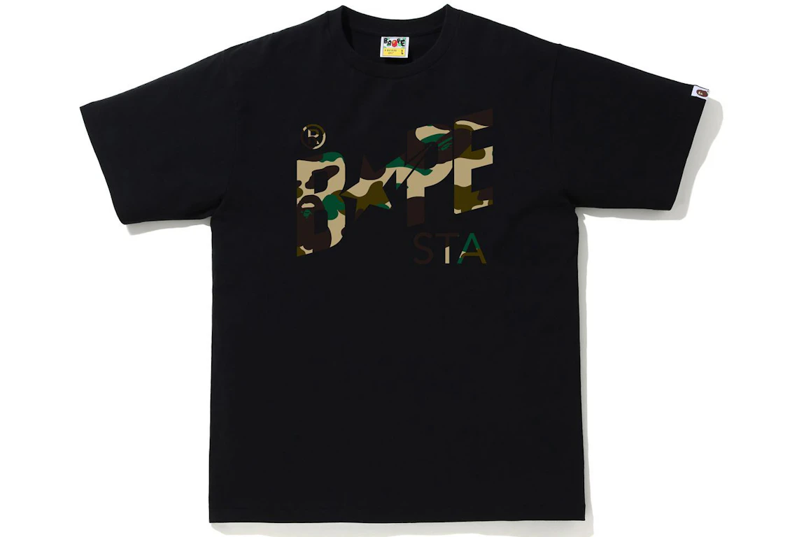 BAPE 1st Camo Bapesta Logo Tee Black/Yellow