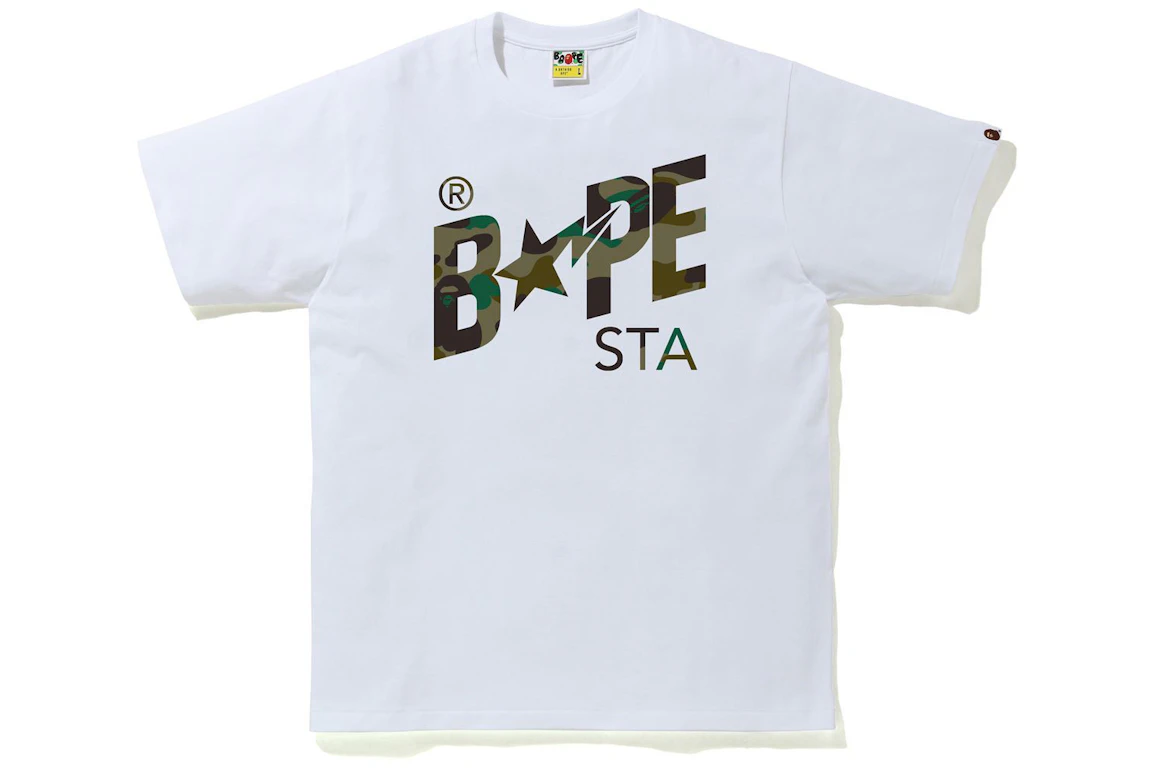 BAPE 1st Camo Bapesta Logo Tee White/Green