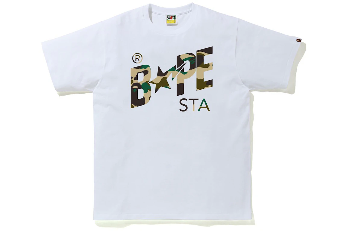 BAPE 1st Camo Bapesta Logo Tee White/Yellow