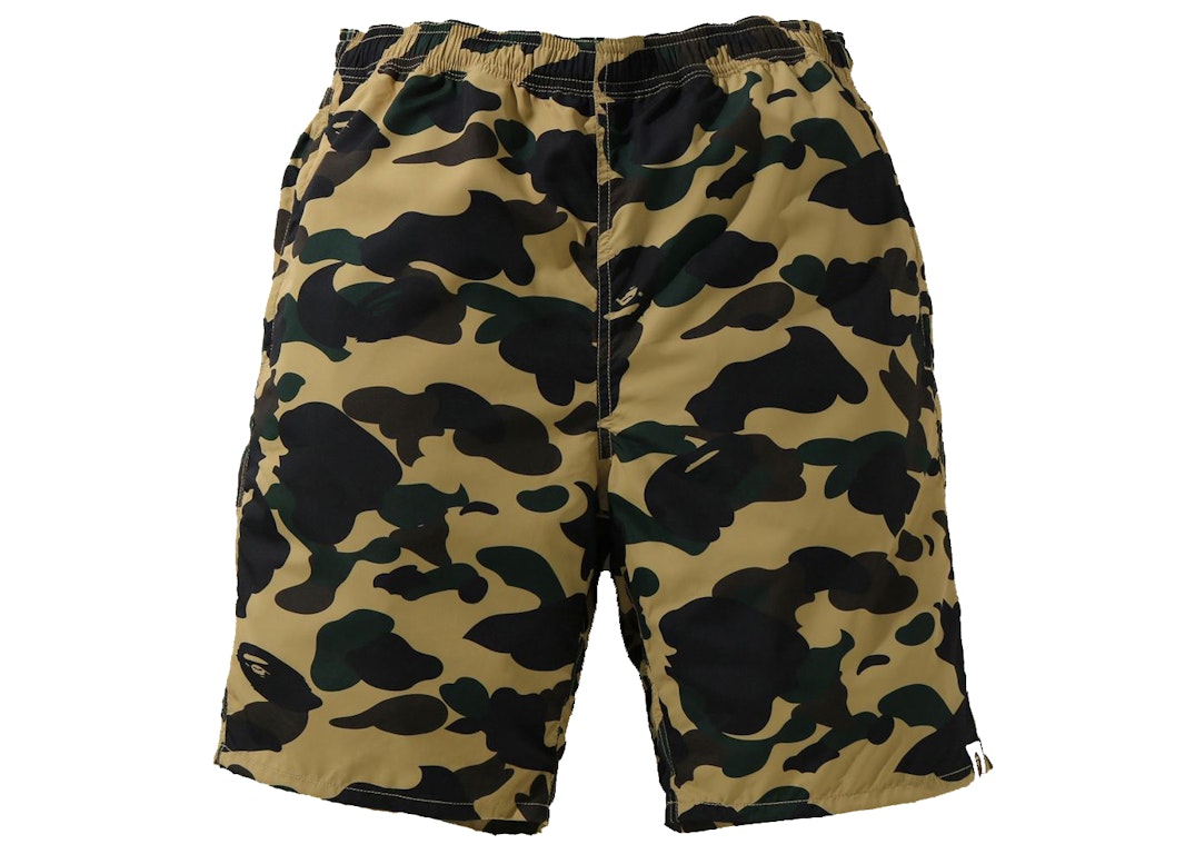 Pre-owned Bape 1st Camo Beach Shorts (ss21) Yellow