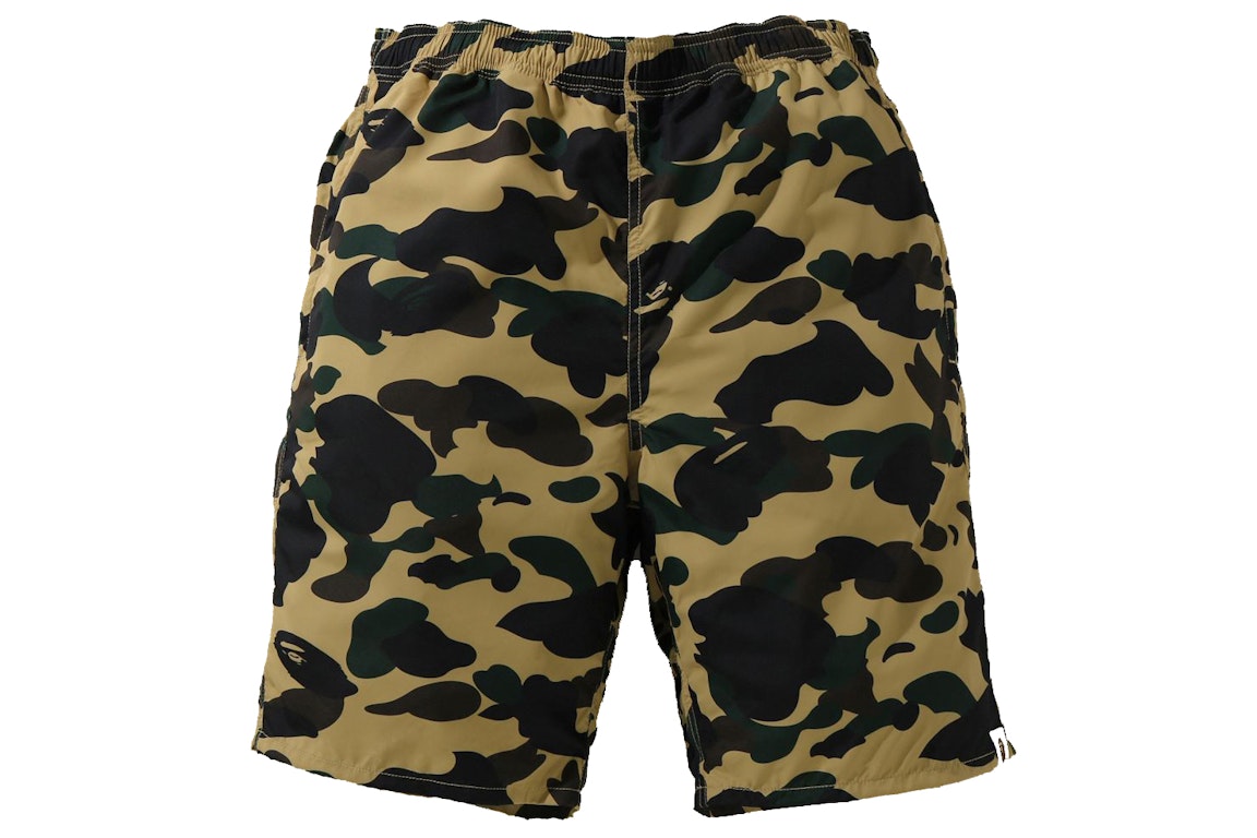 Pre-owned Bape 1st Camo Beach Shorts (ss21) Yellow