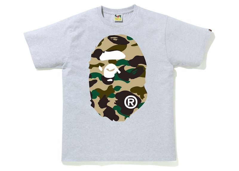 BAPE 1st Camo Big Ape Head Tee Grey/Yellow Men's - SS21 - US