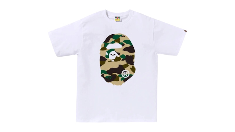 Men's BAPE 1st Camo Big Ape Head Tee Shirt (SS26) in White/Yellow