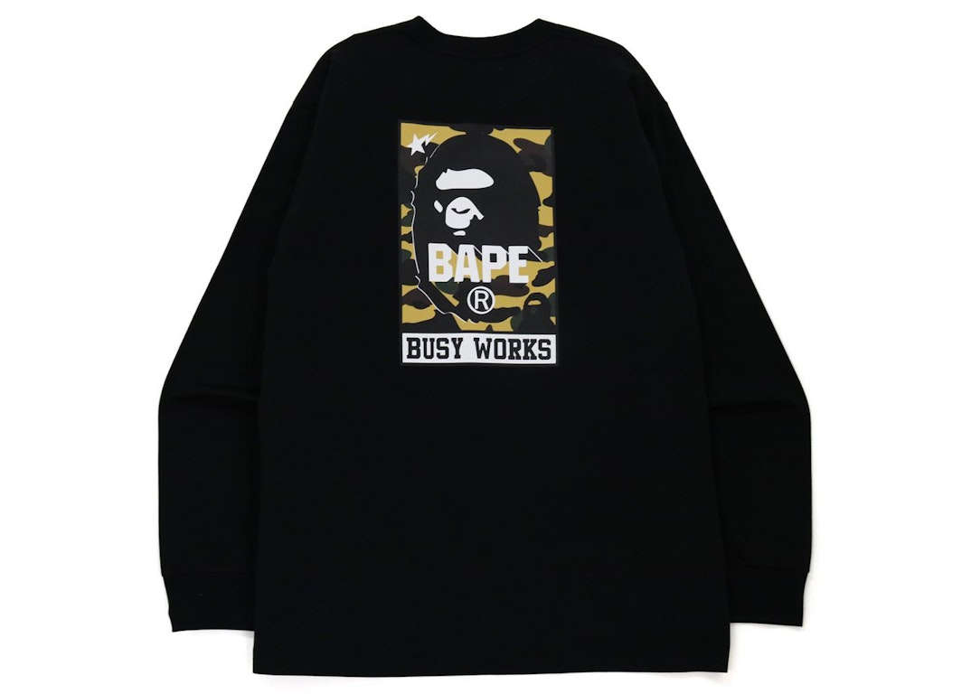 Pre-owned Bape 1st Camo Busy Works Relaxed Fit L/s Tee Black