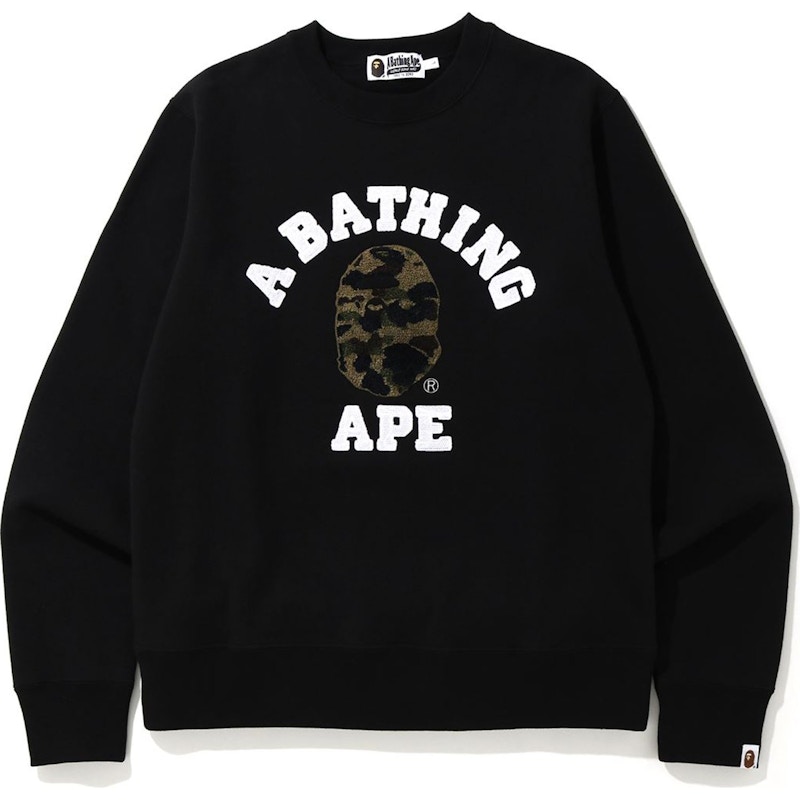 BAPE 1st Camo College Embroidered Crewneck Black Men's - FW19 - US