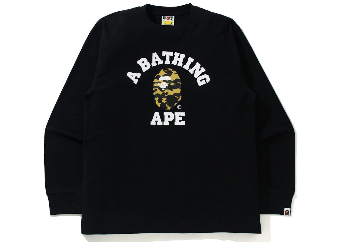 BAPE 1st Camo College L/S Tee (SS21) Black/Yellow Men's SS21 US