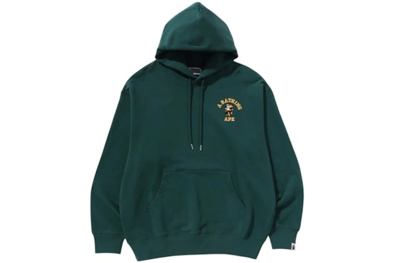 BAPE 1st Camo College Logo Relaxed Fit Pullover Hoodie Olivedrab