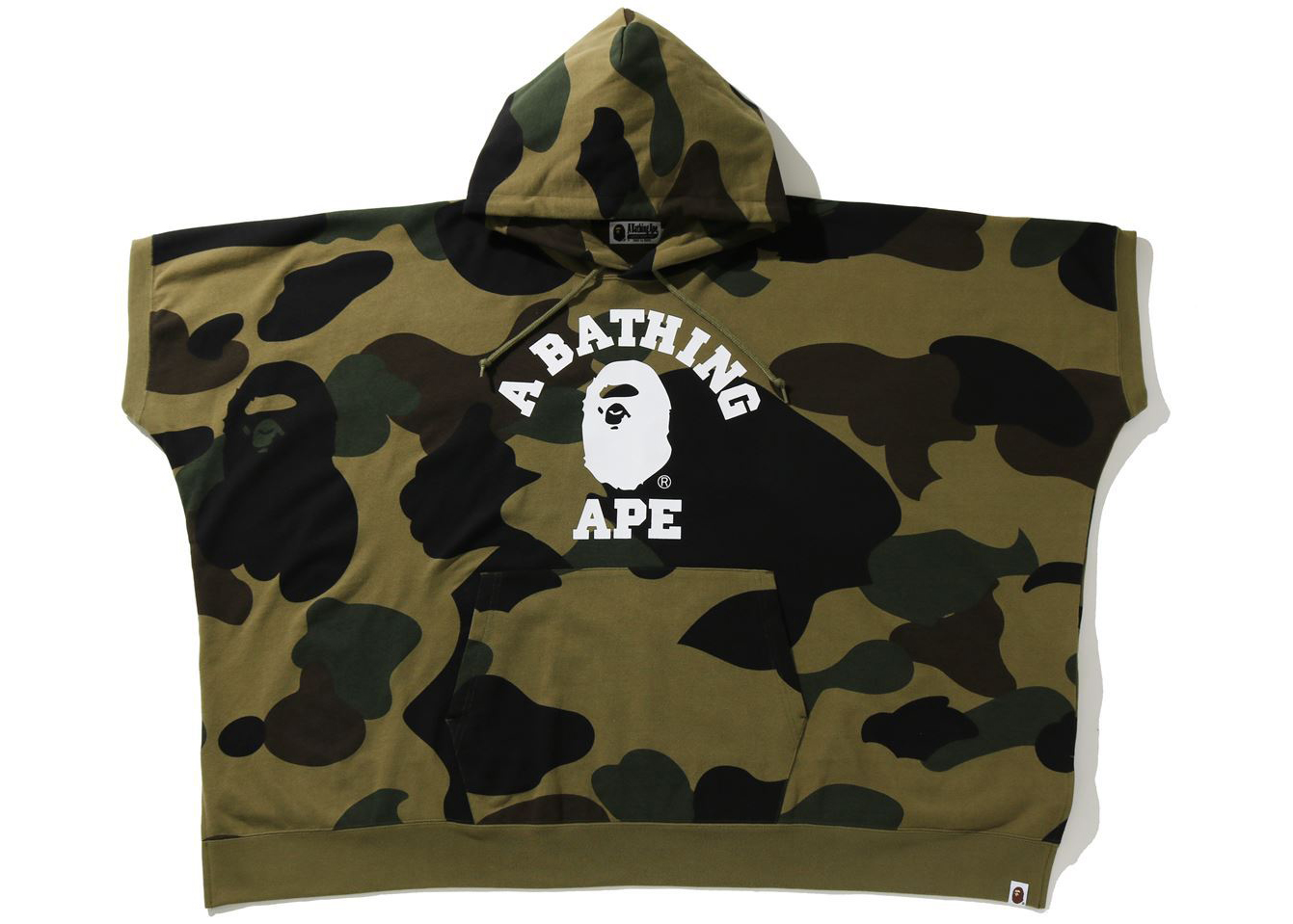 BAPE 1st Camo College Poncho Pullover Hoodie Green