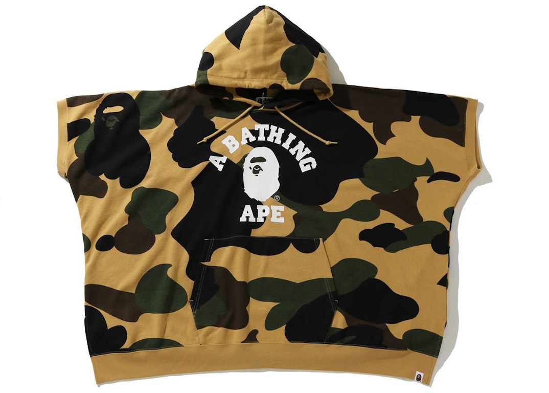 Pre-owned Bape 1st Camo College Poncho Pullover Hoodie Yellow