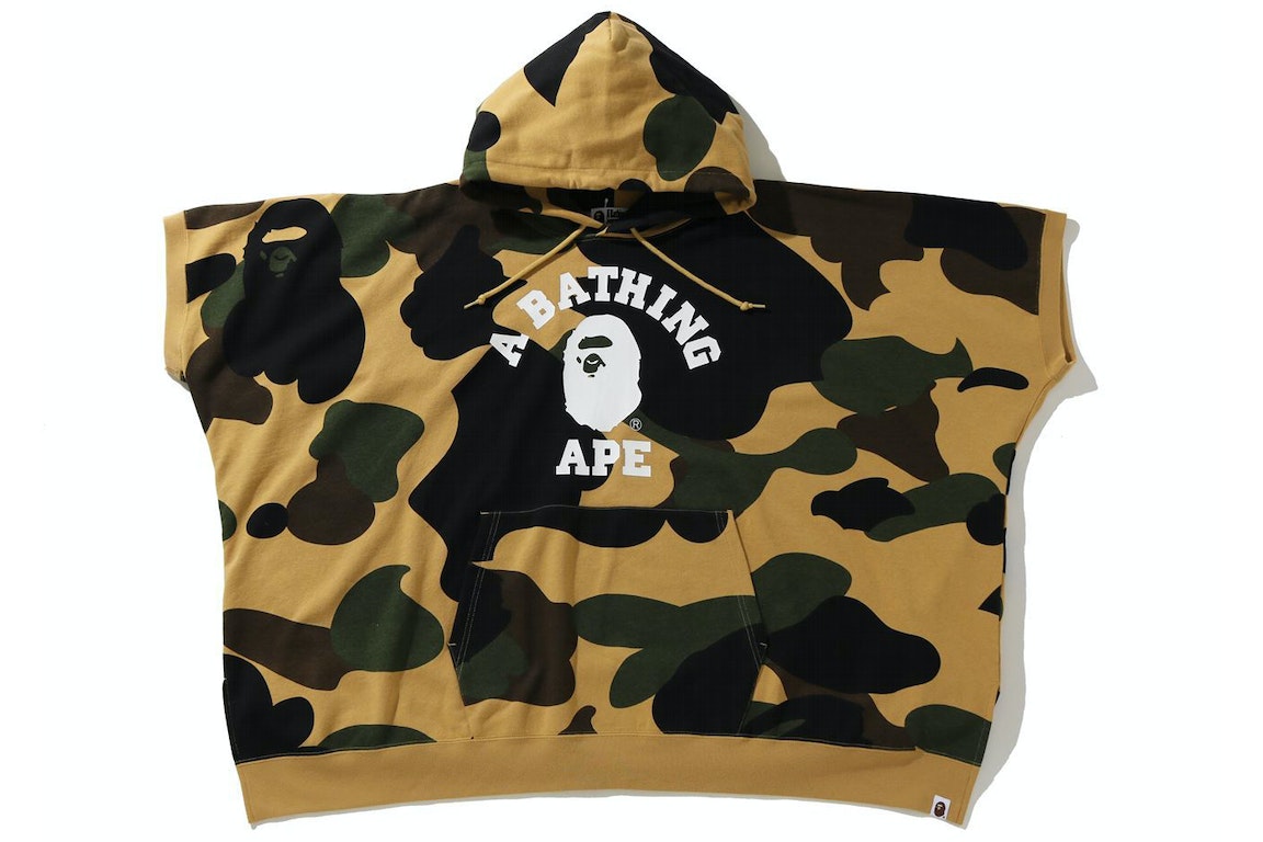 Pre-owned Bape 1st Camo College Poncho Pullover Hoodie Yellow