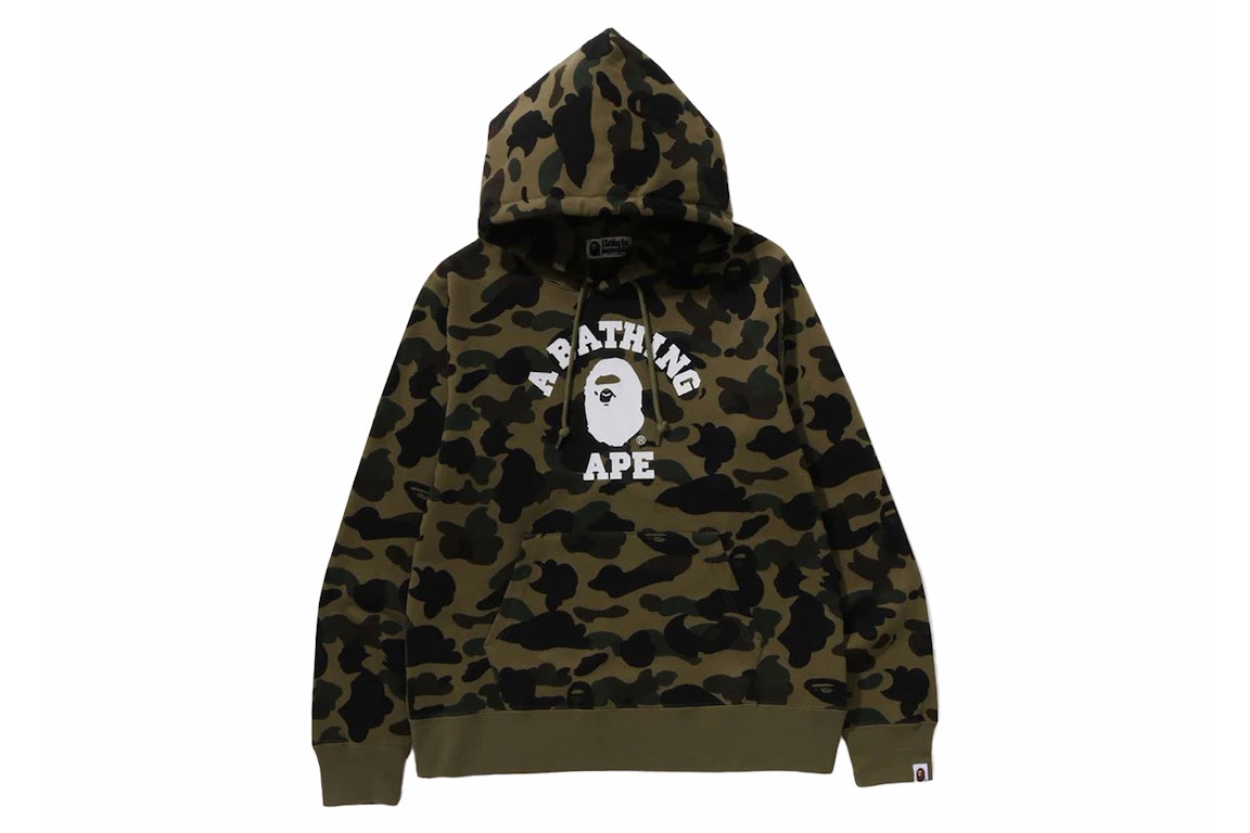 Pre-owned Bape 1st Camo College Pullover Hoodie (fw23) Green