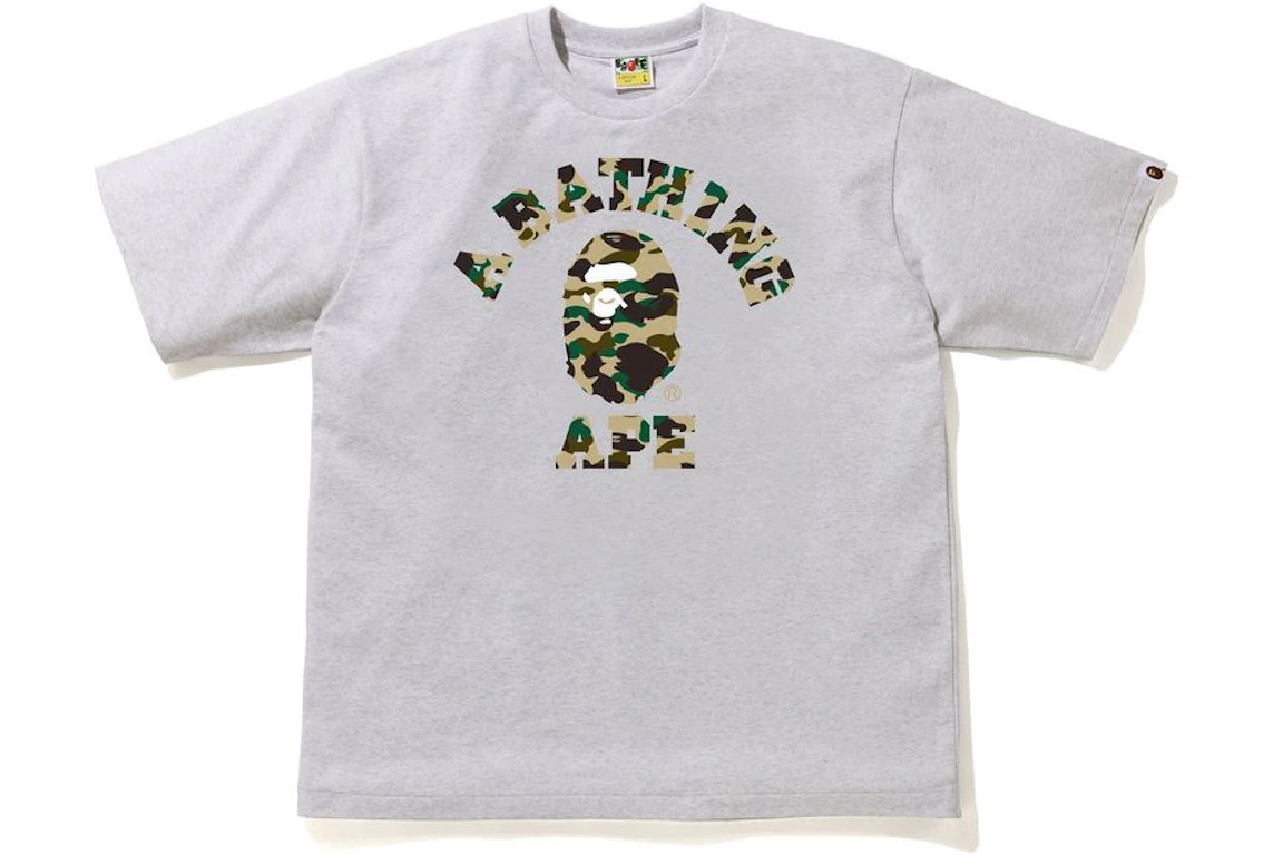 BAPE 1st Camo College Relaxe Fit Tee Gray/Yellow