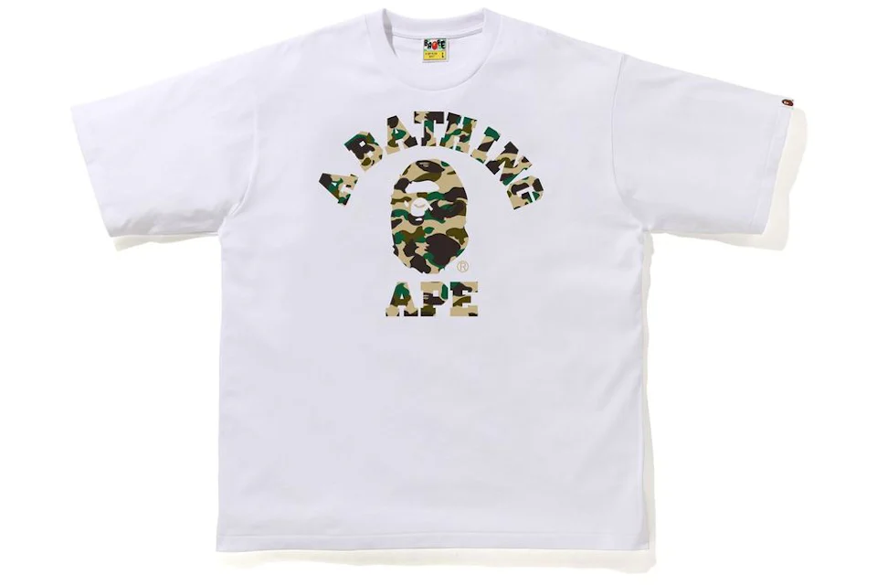 BAPE 1st Camo College Relaxe Fit Tee White/Yellow