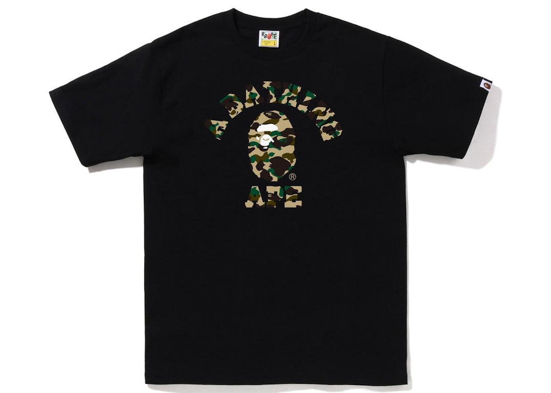 Pre-owned Bape 1st Camo College Tee (fw22) Black Yellow