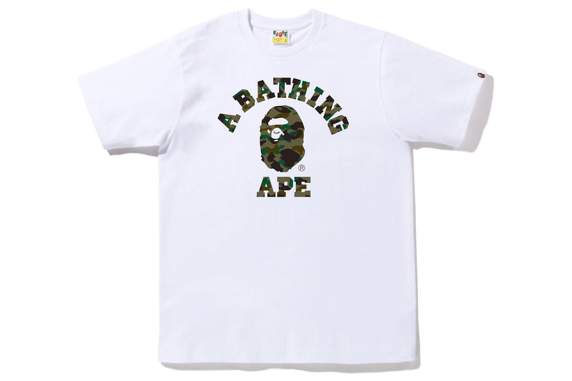 Click to view more detailed imagery on our partner's website Pre-owned Bape 1st Camo College Tee (fw22) White Green