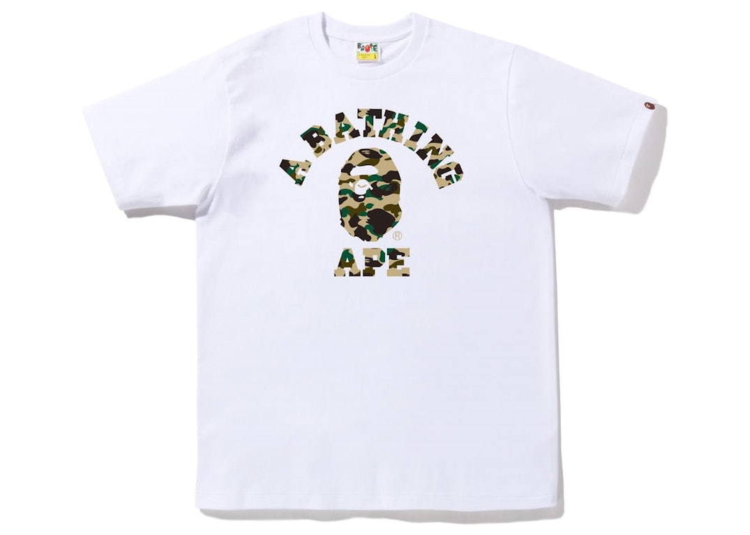 Pre-owned Bape 1st Camo College Tee (fw22) White Yellow