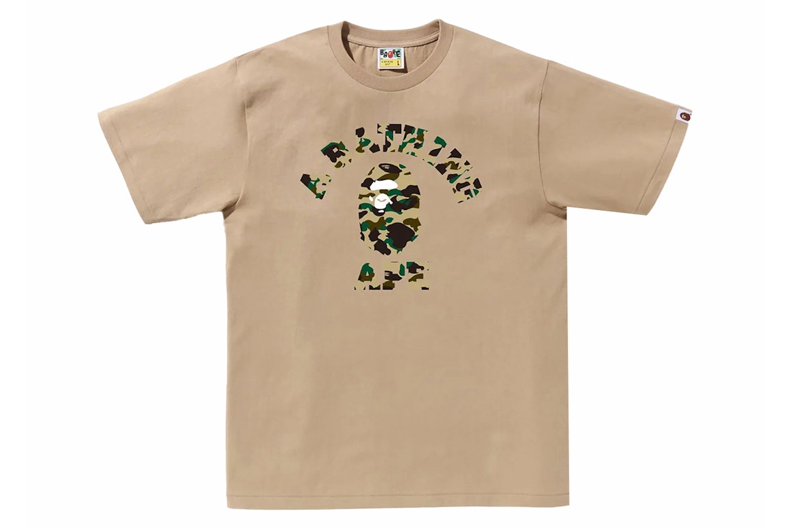 Pre-owned Bape 1st Camo College Tee (ss24) Beige/yellow