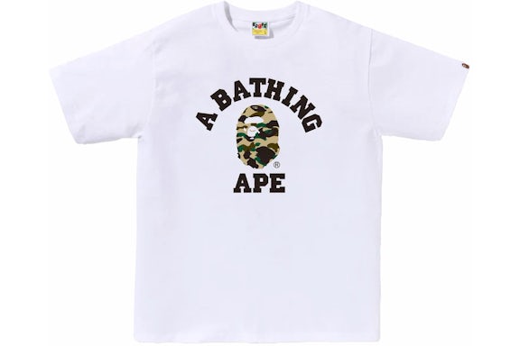 BAPE 1st Tarnfarbe College Tee Weiß/Gelb