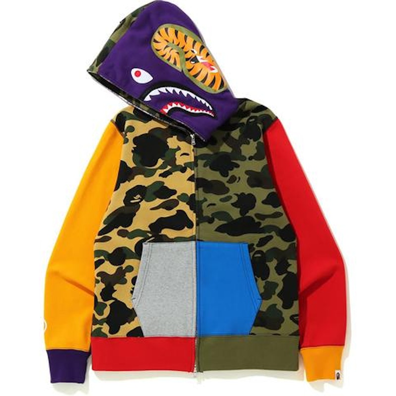 BAPE 1st Camo Crazy Shark Full Zip Hoodie Multi Men's - FW20 - US