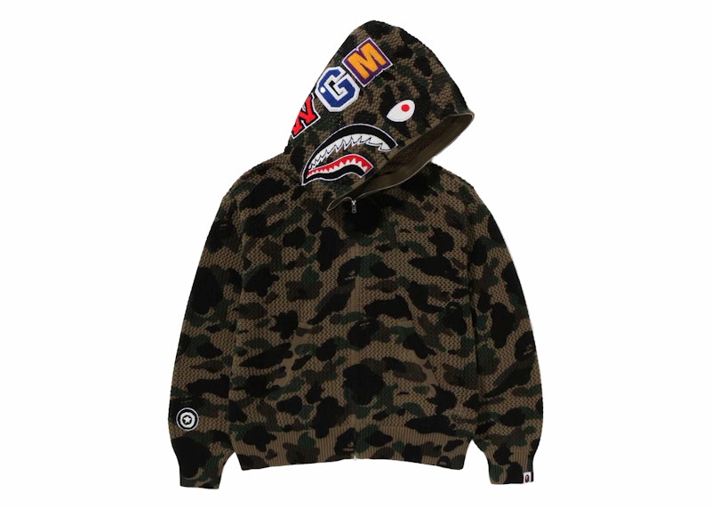 トップス 1ST CAMO HALF SHARK FULL ZIP HOODIE BAPE 1ST CAMO MULTI SHARK FULL ZIP HOODIE - YELLOW – Undefeated