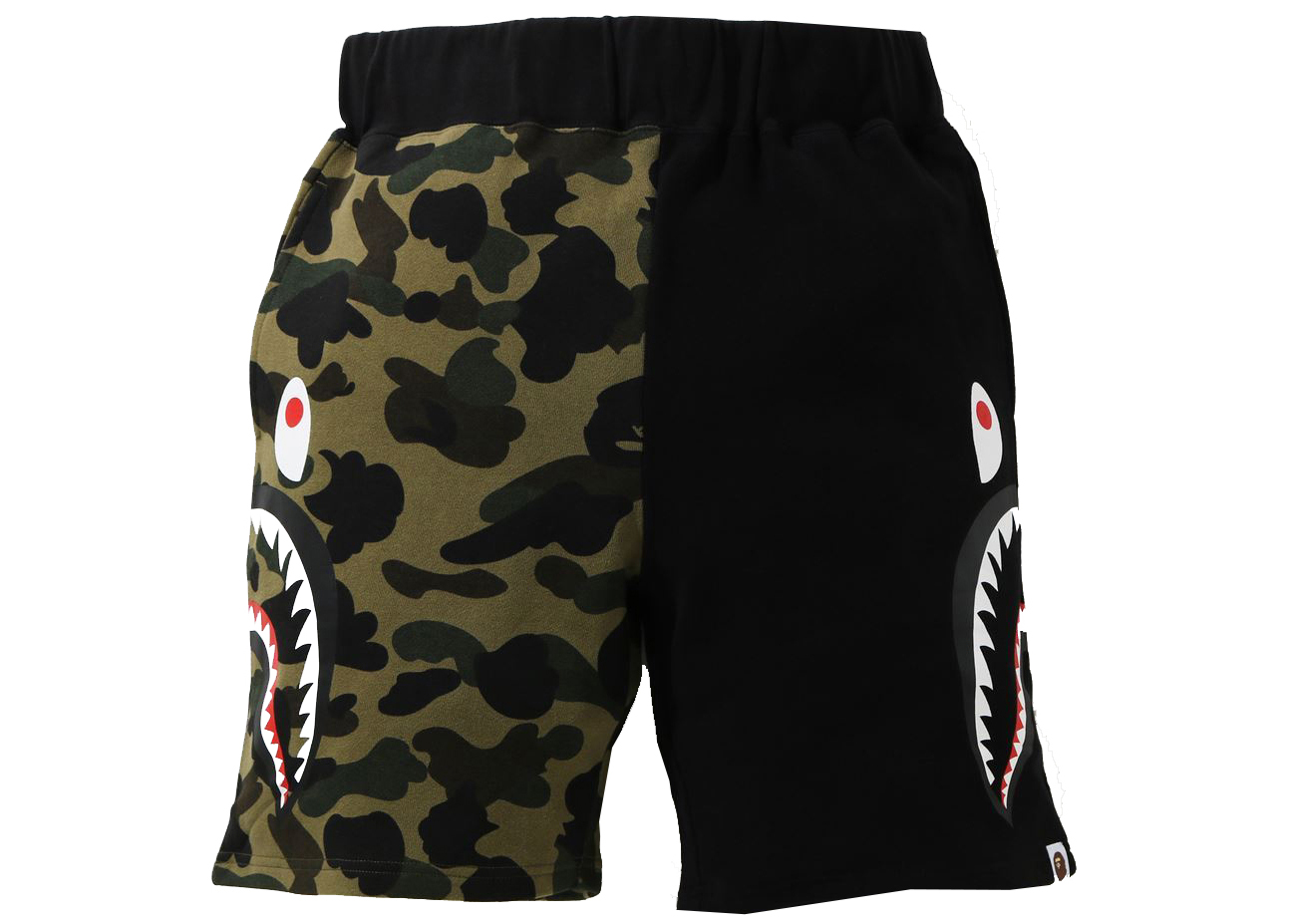 BAPE ABC Camo Side Shark Sweat Shorts Green/Navy