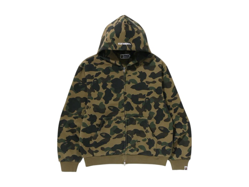 BAPE 1st Camo Heavy Wash Cropped Fit Zip Hoodie Green Men's - SS25