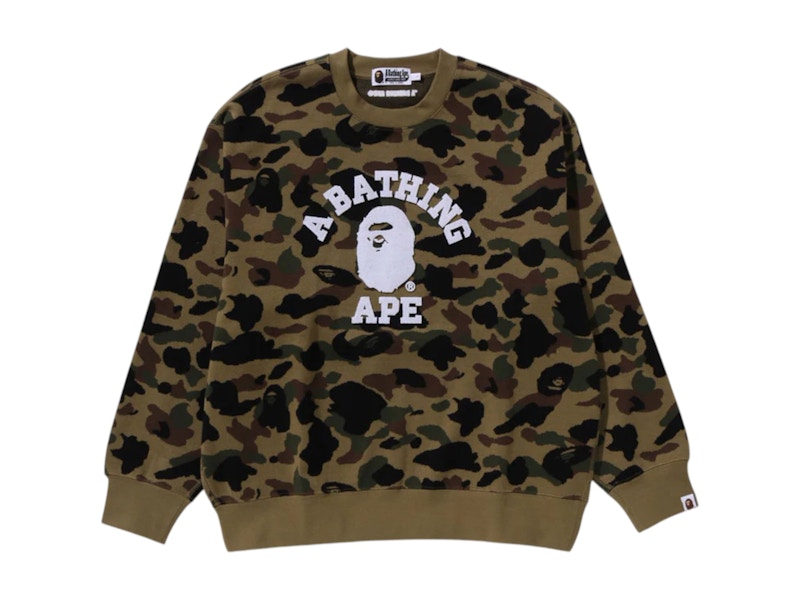 【A BATHING APE】2色展開 1ST CAMO FIT CREWNECK SWEATSHIRT BAPE 1st Camo Jacquard College Relax Fit Crewneck Sweatshirt