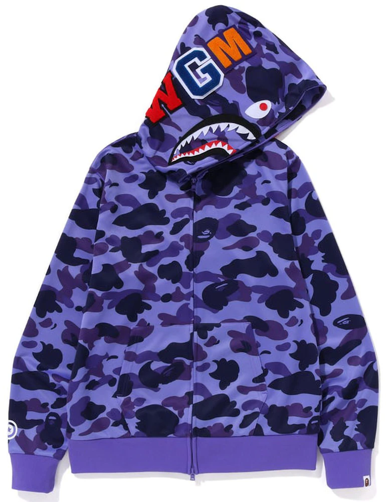 BAPE 1st Camo Jersey Shark Full Zip Hoodie Purple Men's - SS23 - US