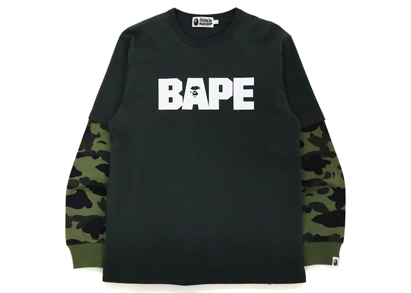 BAPE 1st Camo Layered L/S Tee Olivedrab Men's - FW21 - GB