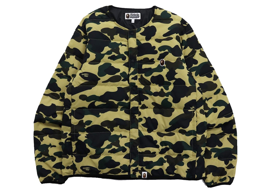 Pre-owned Bape 1st Camo Light Weight Down Jacket (fw21) Yellow