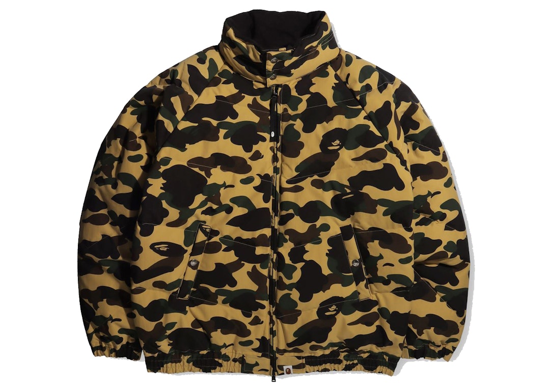 Pre-owned Bape 1st Camo Loose Fit Down Jacket Yellow