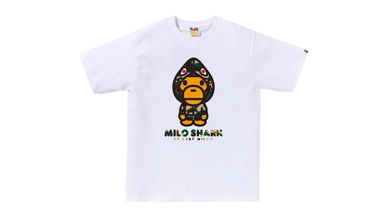 BAPE 1st Camo Milo Shark FZH Tee White/Yellow Men's - SS25 - US