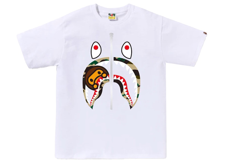 BAPE 1st Camo Milo Shark Tee White/Yellow Men's - FW23 - US