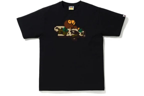 BAPE 1er Camouflage Milo sur BAPE Tee Noir/Jaune