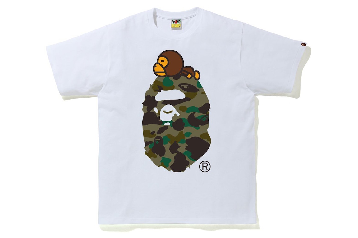 Click to view more detailed imagery on our partner's website Pre-owned Bape 1st Camo Milo On Big Ape Tee (fw21) White/green