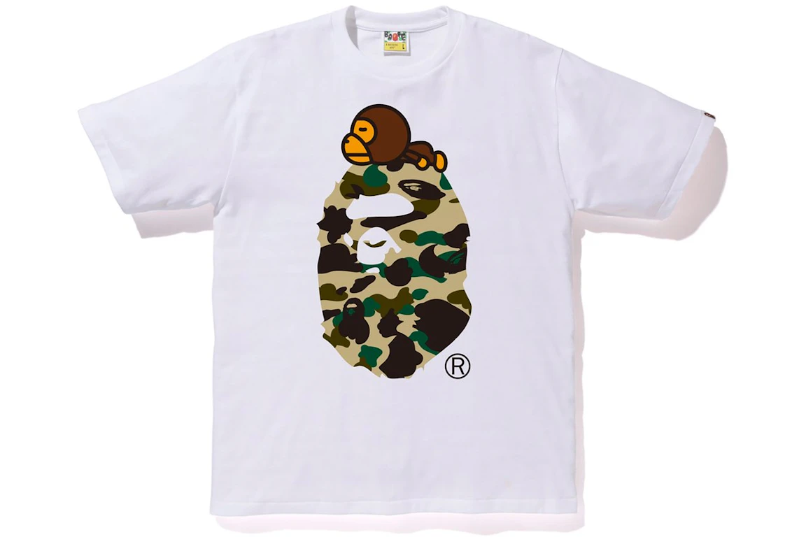 BAPE 1st Camo Milo on Big Ape Tee White/Yellow