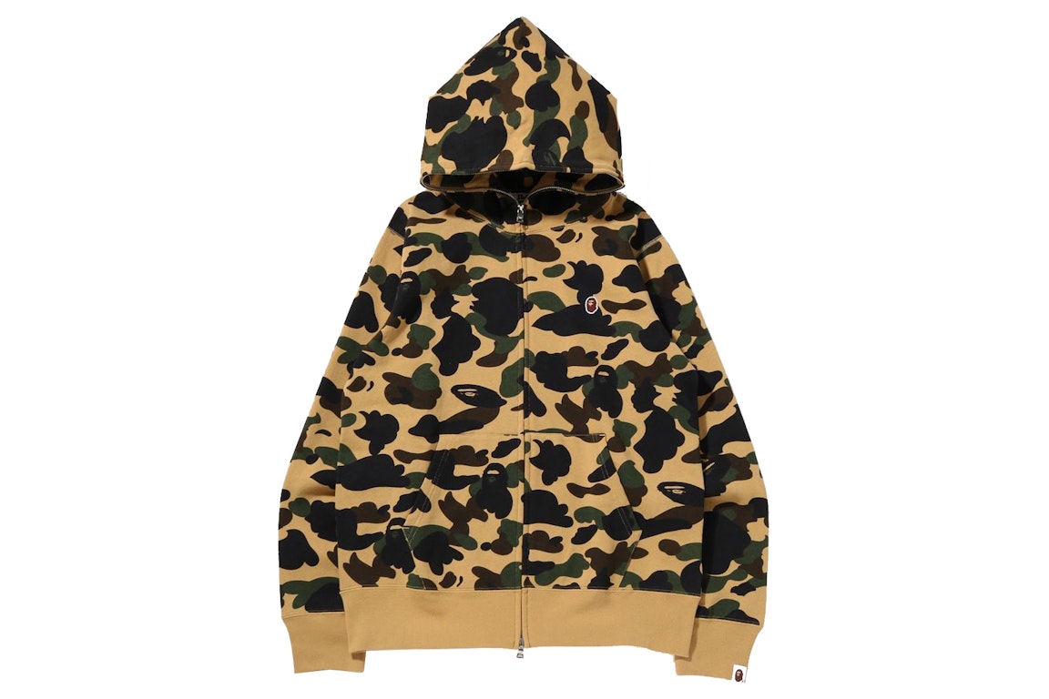 Pre-owned Bape 1st Camo One Point Full Zip Hoodie Yellow