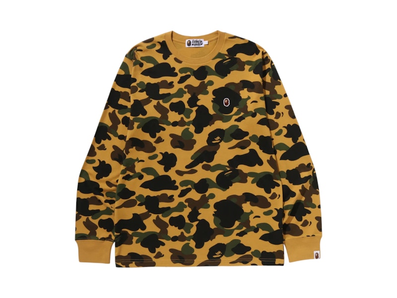 T-shirt BAPE 1st Camo One Point LS (FW25) gialla