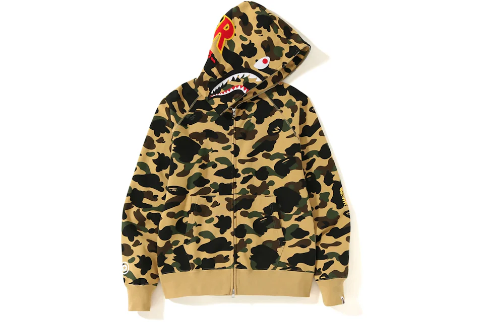 BAPE 1st Camo PONR Shark Full Zip Hoodie Yellow Men s US