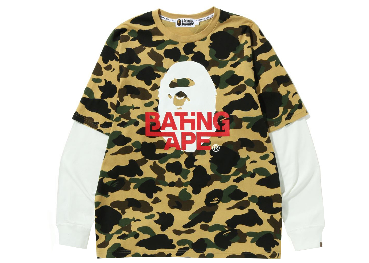 BAPE 1st Camo Relaxed Fit Layered L/S Tee Yellow 男士- SS22 - TW