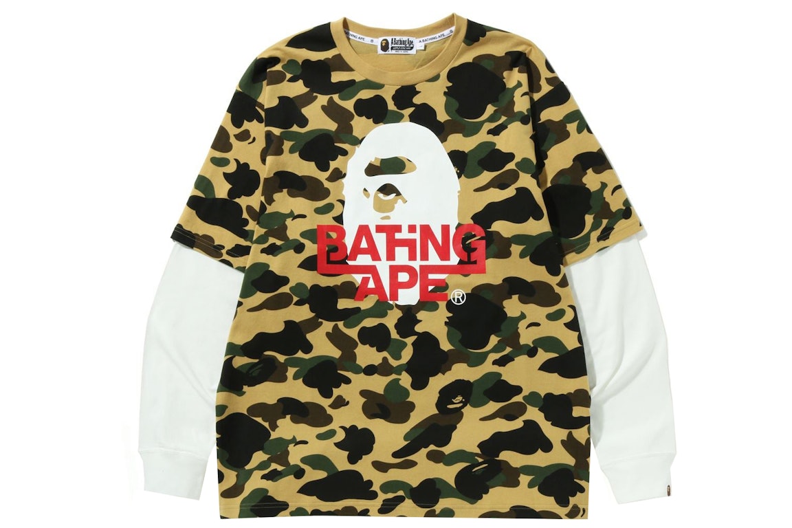 Pre-owned Bape 1st Camo Relaxed Fit Layered L/s Tee Yellow