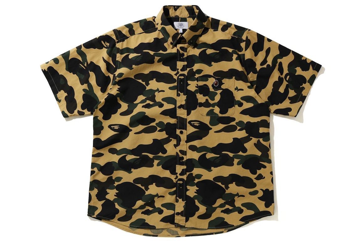 Pre-owned Bape 1st Camo Relaxed Short Sleeve Shirt Yellow