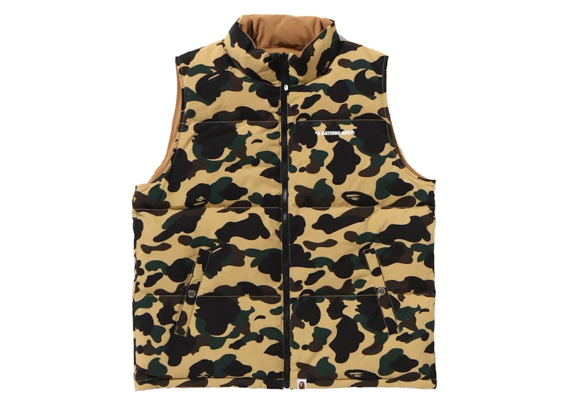 Pre-owned Bape Men's  1st Camo Reversible Down Vest (fw24) In Yellow