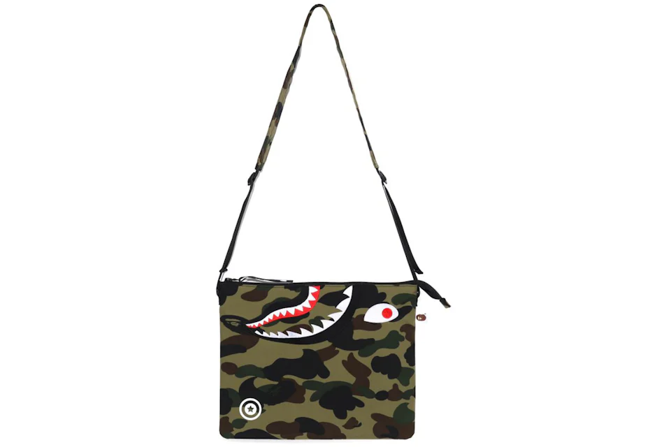 BAPE 1st Camo Shark Crossbody Bag Green
