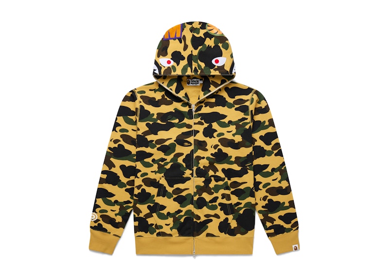 BAPE 1st Camo Shark Full Zip Hoodie Yellow Men's - US