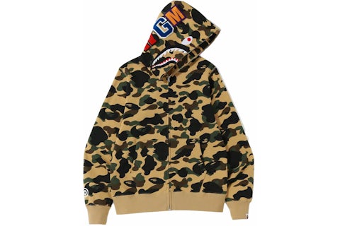 Hoodie BAPE 1st Camo Shark con cremallera completa en amarillo